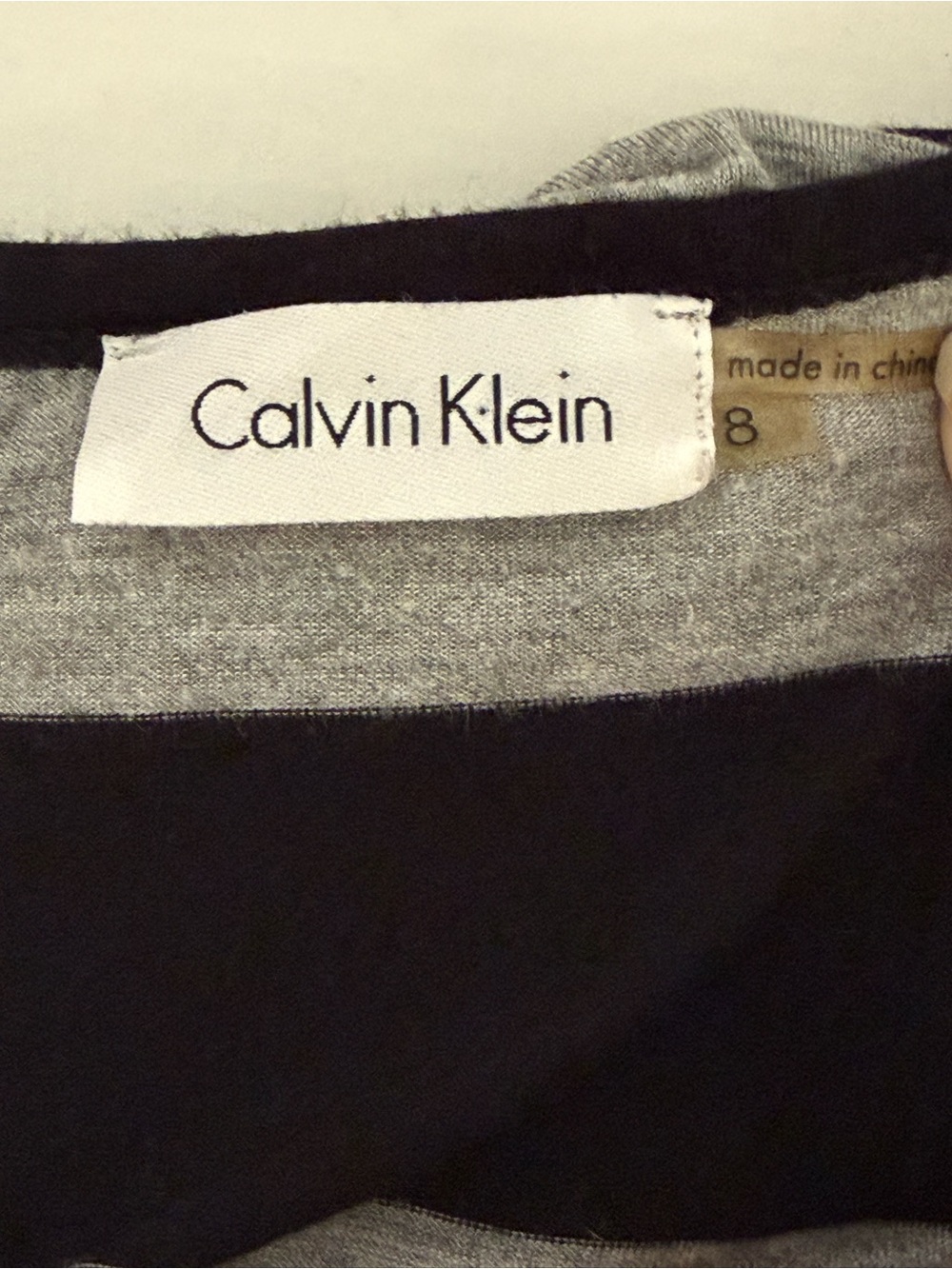 Calvin Klein Black Grey Striped Maxi Dress Soft Stretch Casual Elegant Size 8. - Picture 7 of 7